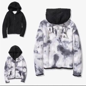 Victoria’s Secret Pink bling sherpa hoodie jacket sweatshirt New Large women’s